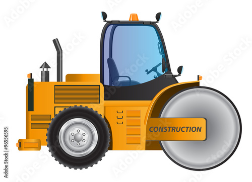 Steamroller yellow car vector design model