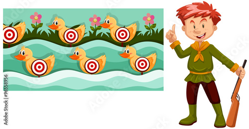 Man with gun and shooting game