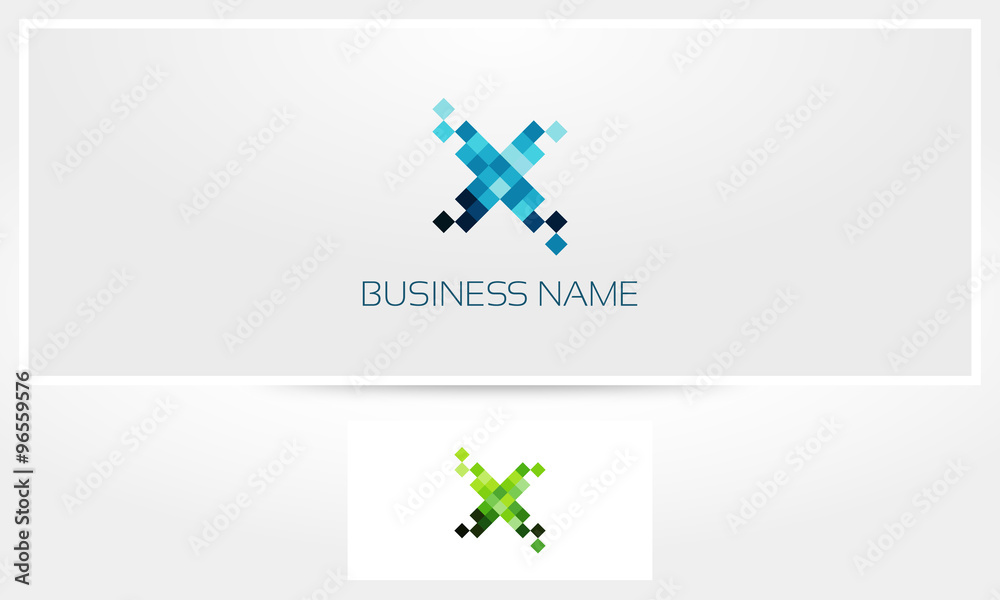 Letter X Pixel Eroded Logo