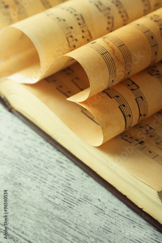 Book pages curved into hear...