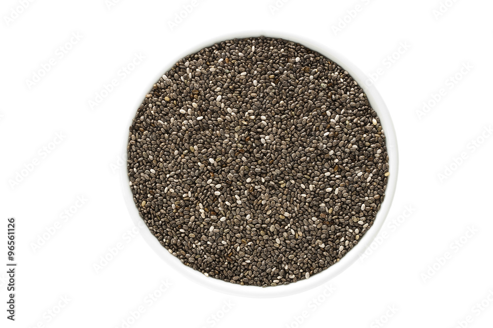 Black chia seeds in a cup Black chia seeds in a cup
