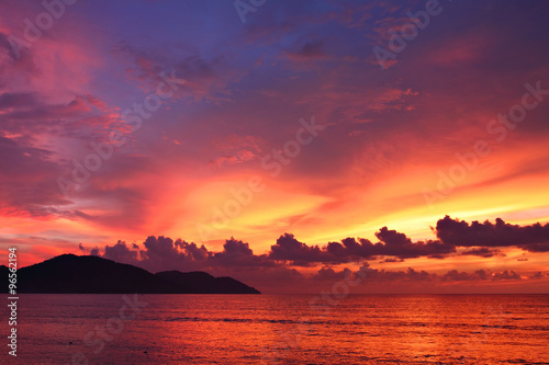 Dramatic seascape at sunset in Penang  Malaysia..