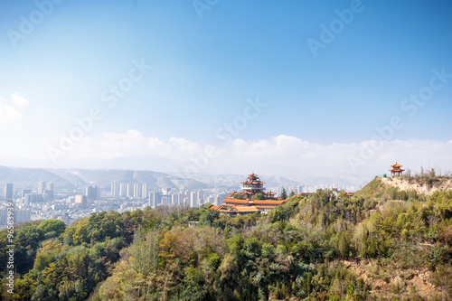 landscape of temple on hill
