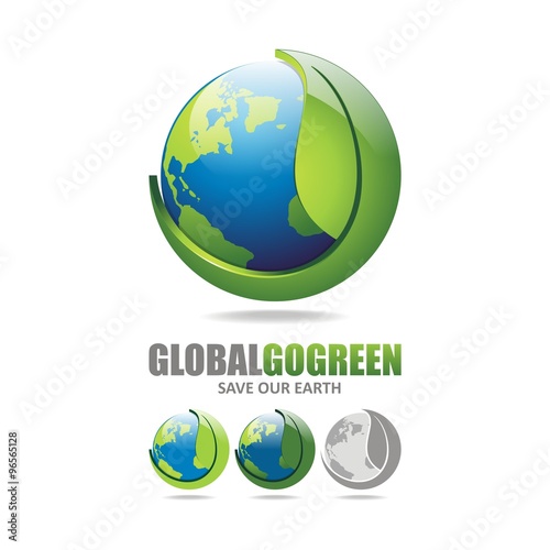 Global Go Green Logo Design Illustration