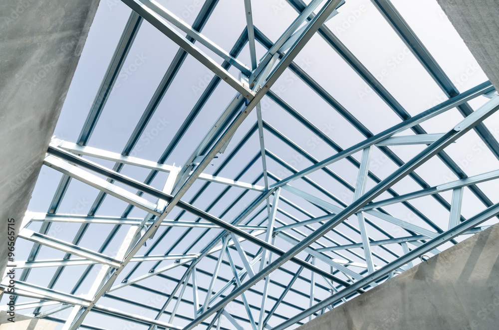 Structure of steel roof. Structure of steel roof.