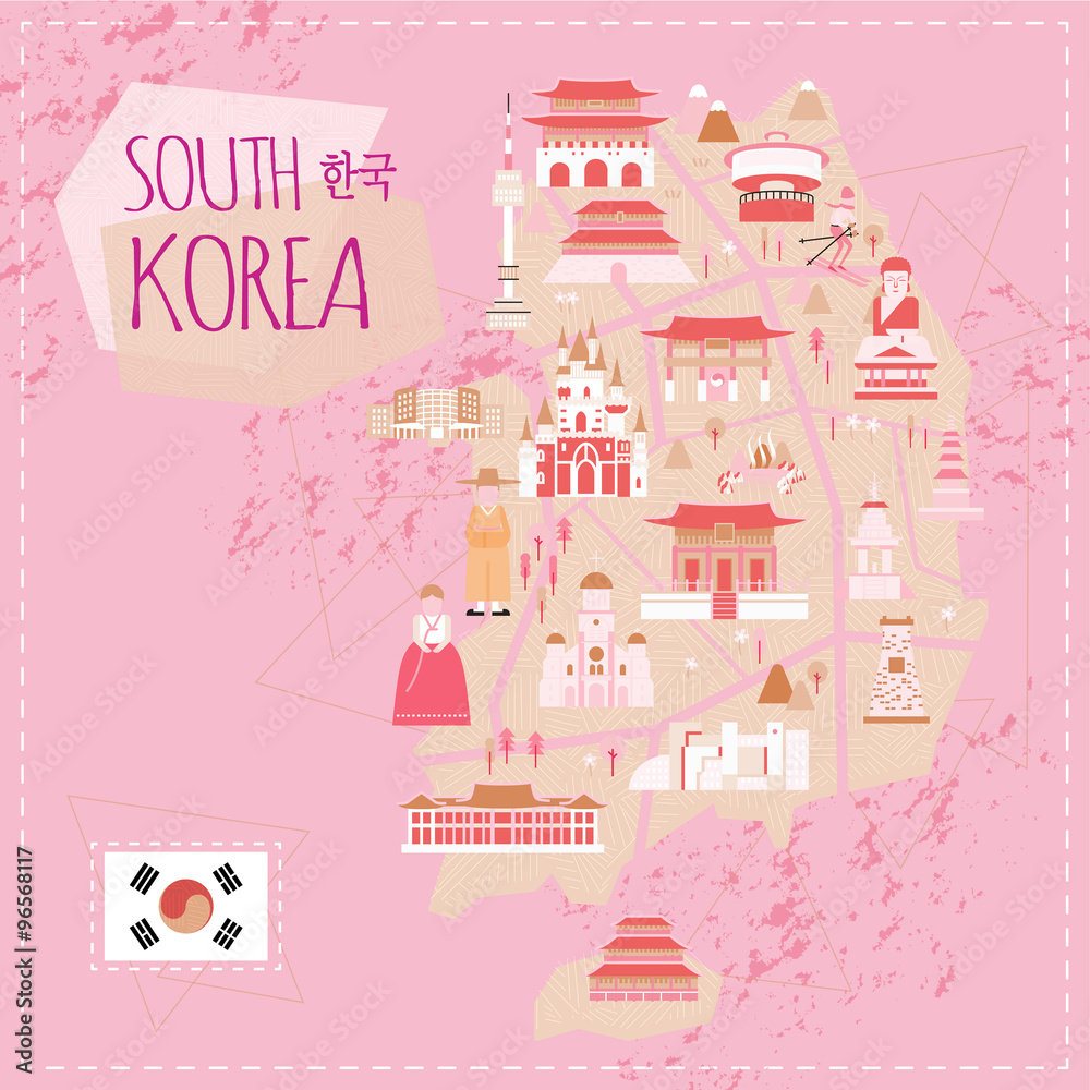South Korea travel map South Korea travel map