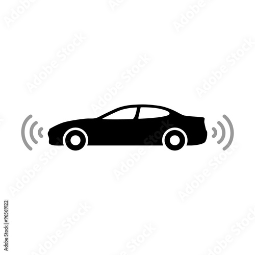 Autonomous self-driving driverless vehicle side view with radar icon