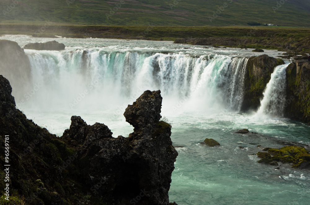 Godafoss waterfall or waterfall of the gods, north Iceland Godafoss waterfall or waterfall of the gods, north Iceland