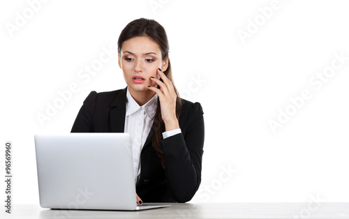 Business lady with laptop i...