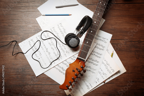 Electric guitar and headpho...