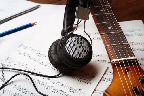 Electric guitar and headpho...