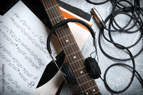 Electric guitar and headpho...