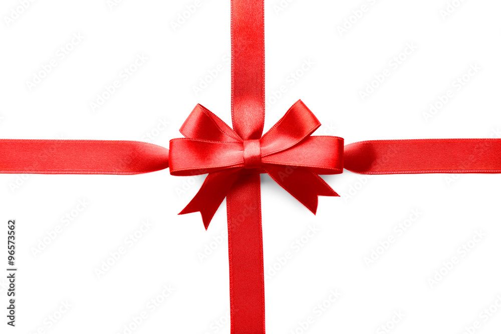 Two ribbons and bow, isolated on white Two ribbons and bow, isolated on white