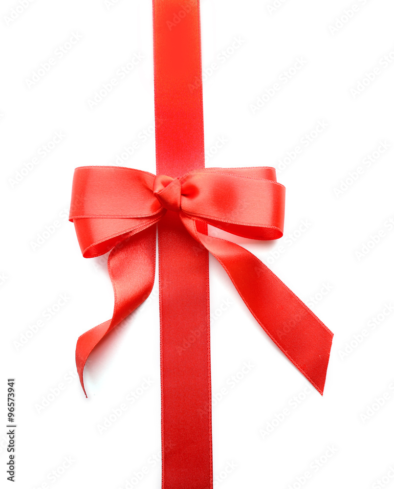 Vertical ribbon with bow, isolated on white Vertical ribbon with bow, isolated on white