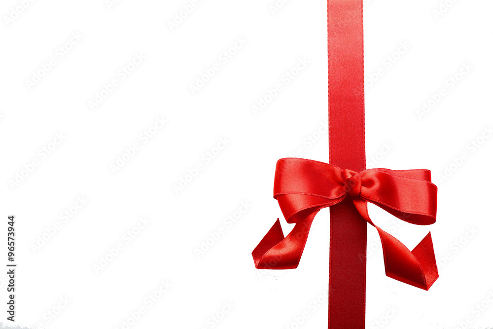 Vertical ribbon with bow, isolated on white Vertical ribbon with bow, isolated on white