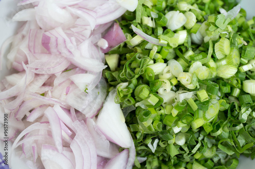 green onion and shalliot arrange for cook photo