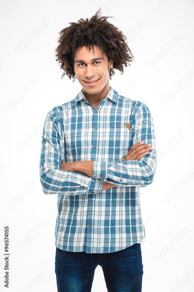 Afro american man standing with arms folded Afro american man standing with arms folded