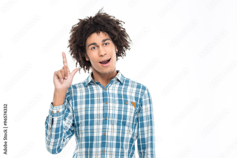 African man pointing finger up African man pointing finger up
