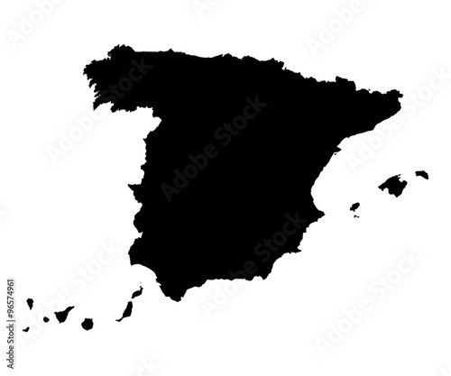 Spain map black on white background vector photo
