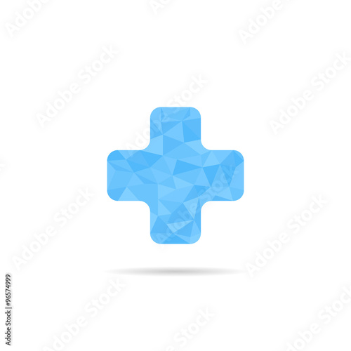 Cross logo icon design. low poly design in triangles