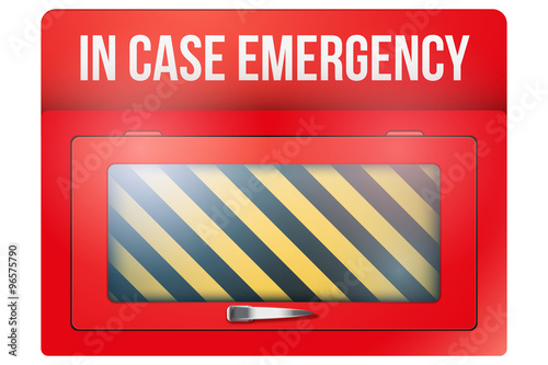 Empty red box with in case of emergency 