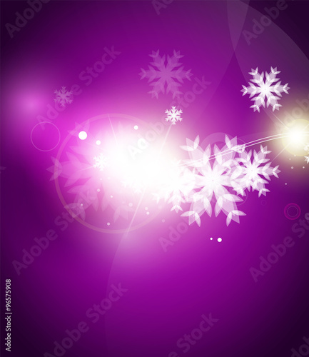 Holiday purple abstract background  winter snowflakes  Christmas and New Year design template