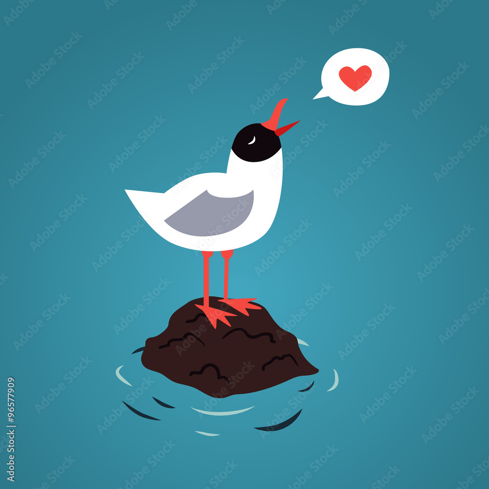 Fototapeta premium ea and blackhead seagull in love vector background