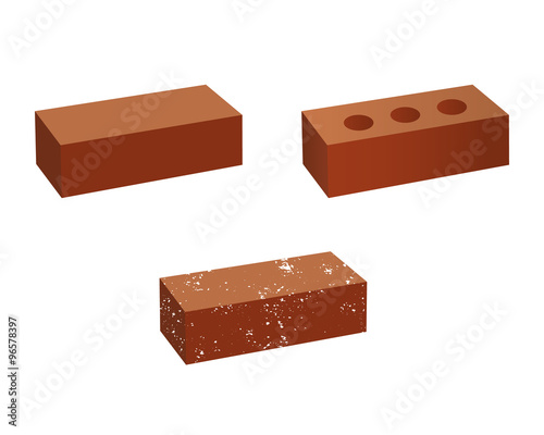 Just Brick icons set. Brick badge templates collection. You can use it as logo template - add text and get your own creative design. Grunge design. Isolated on white background. Vector
