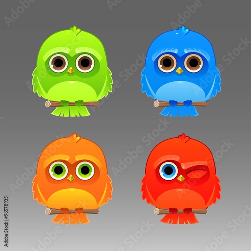 Wallpaper Mural Color birds set Torontodigital.ca