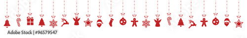 christmas decoration elements hanging isolated background