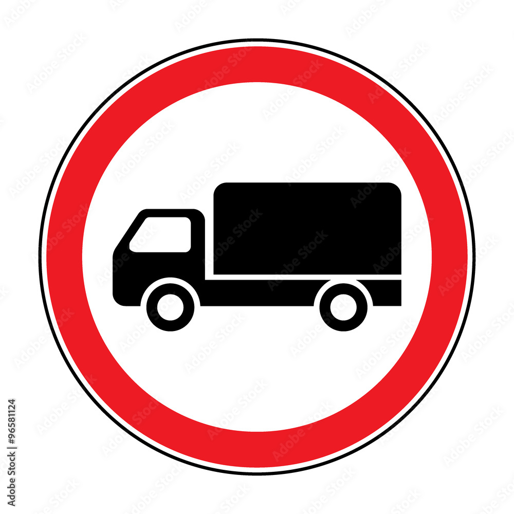 No truck prohibition sign. No lorry or no parking icon in the red circle isolated on white background. Illustrations of prohibiting warning symbol for trucks. No allowed emblem. Stock Vector No truck prohibition sign. No lorry or no parking icon in the red circle isolated on white background. Illustrations of prohibiting warning symbol for trucks. No allowed emblem. Stock Vector