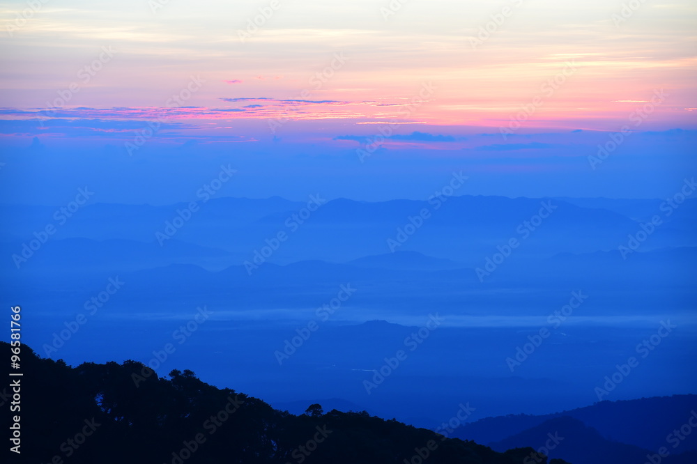 Colorful sunset over the mountain 
