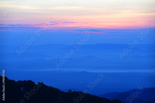 Colorful sunset over the mountain 