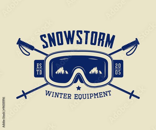 Vintage ski or winter sports logo, emblem, badge, label 