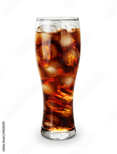 Glass of cola isolated on white background.