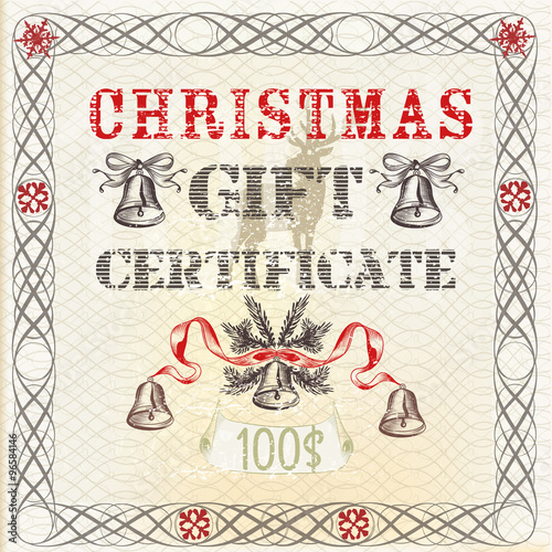 Vector gift certificate in vintage grunge style