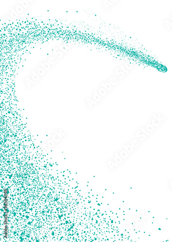 Abstrakte, elegant geschwungene, Vektor Sternschnuppe mit Schweif - isoliert auf weißem Hintergrund. Silvester, Komet, Meteorit, Asteroid - Schnuppe - Türkis