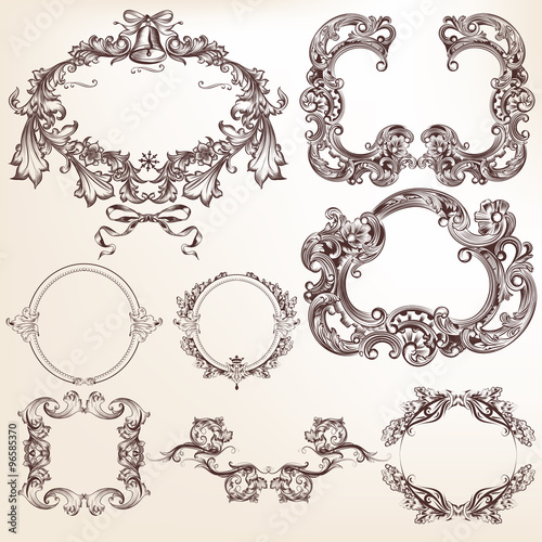 Set of vector calligraphic elements and page decorations