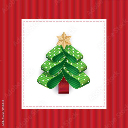 Vector stylized Christmas tree from dotted ribbons.