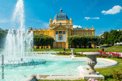 Fotografie Art pavilion and fountain in Zagreb capital of Croatia
