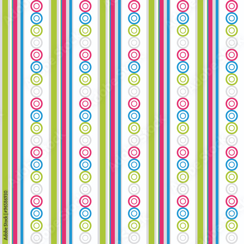 Seamless decorative vector background with stripes and circles