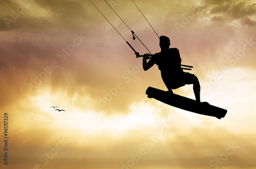 kite surfer at sunset