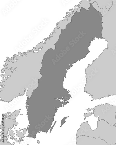 Canvas Print Karte von Schweden - Grau