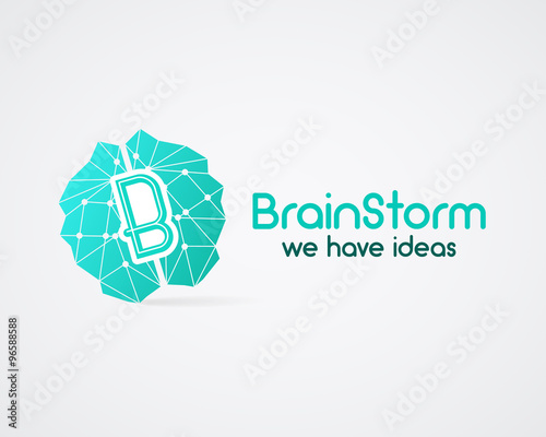 Brainstorm, brain, creation and idea logo template and elements. Solve problems, idea creation business company logotype. Creative agency brand identity. Brain icon concept. Vector