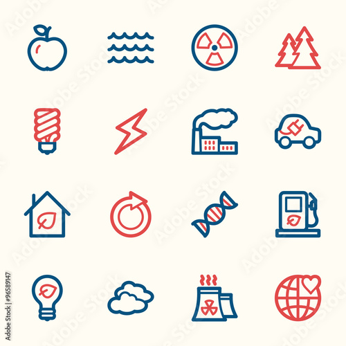 Green ecology web icons set