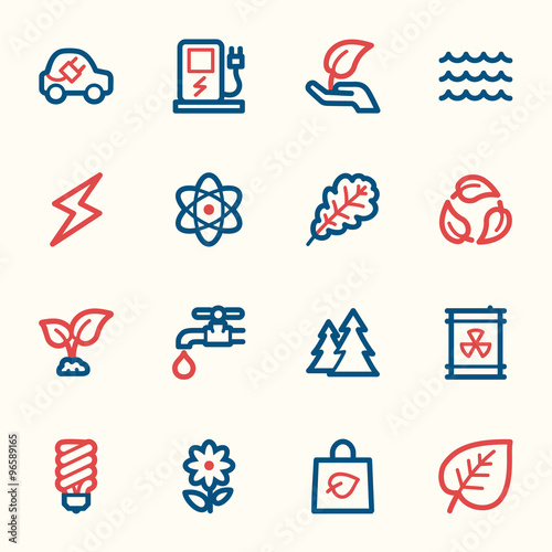 Green ecology web icons set