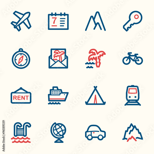 Travel web icons set