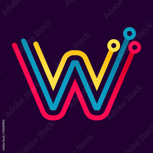 W letter formed by electric line.