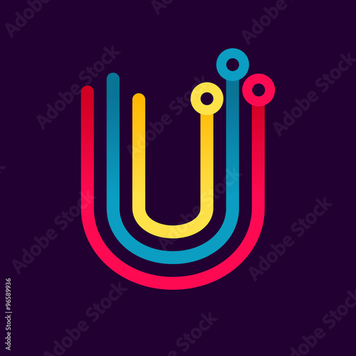 U letter formed by electric line.