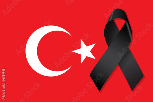 Turkey flag with black ribbon vector
